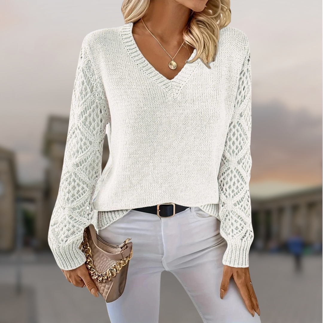 Isabella | Feinstrickpullover mit Spitzenärmeln