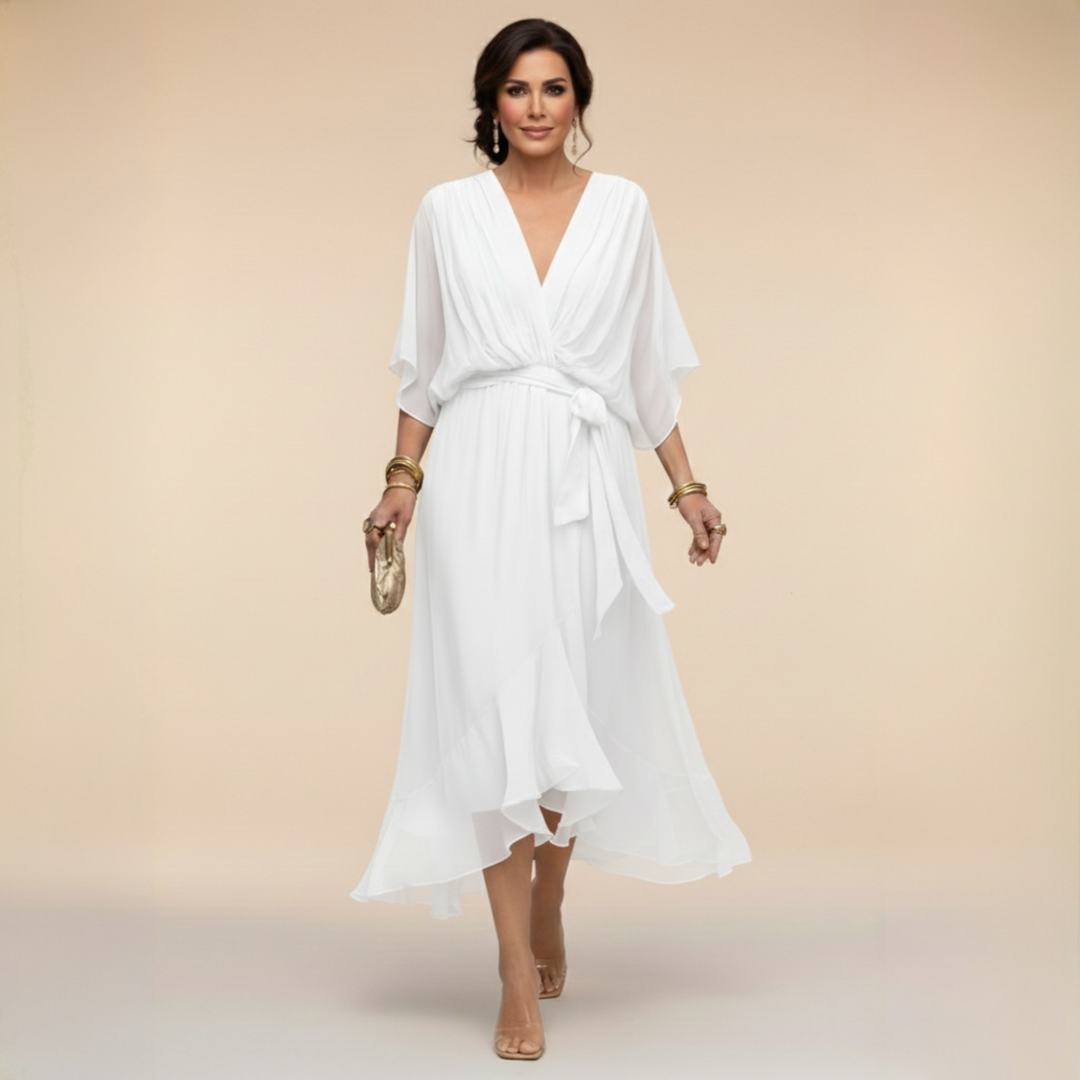 Lena | Chiffonkleid mit V-Ausschnitt für Damen