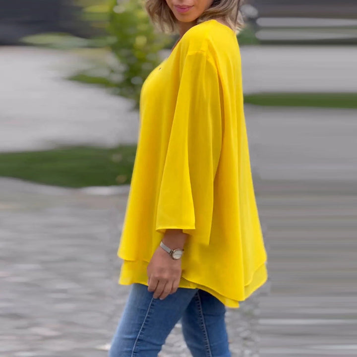 Chiffon | Leichtes Oberteil mit V-Ausschnitt und Reißverschluss-Detail