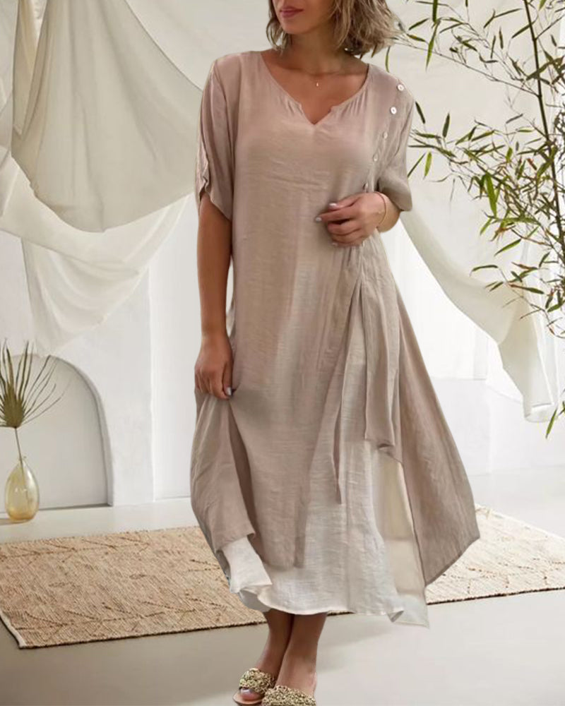 Velissa | Asymmetrisches Kleid mit kurzen Ärmeln