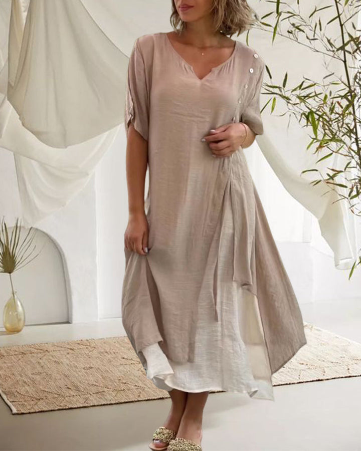 Velissa | Asymmetrisches Kleid mit kurzen Ärmeln
