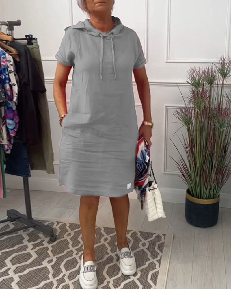 Freizeitkleid mit Kapuze & kurzen Ärmeln lässig