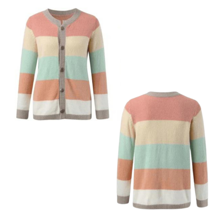 Aurora | Weiche Strickjacke mit bunten Streifen