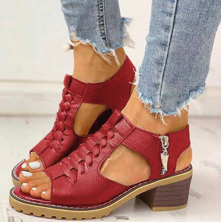 Anna | Schlichte Studentensandalen mit Reißverschluss
