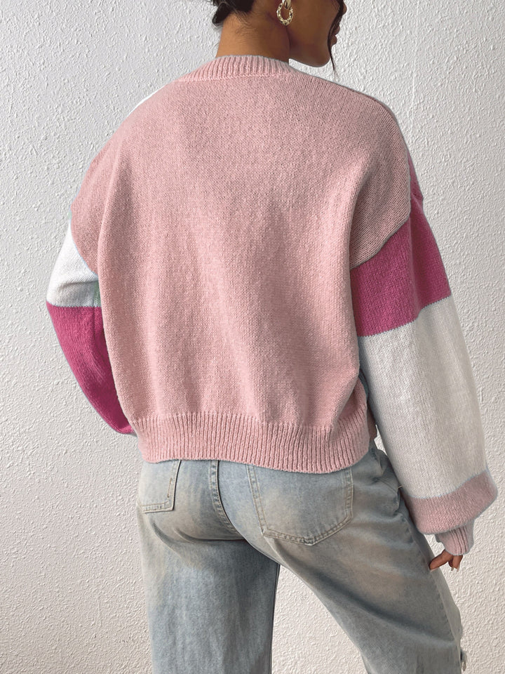 Alina | Farbblock-Strickjacke mit trendigem Look