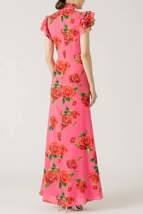 Thenka | Kleid mit Stehkragen und ausgestellten Ärmeln