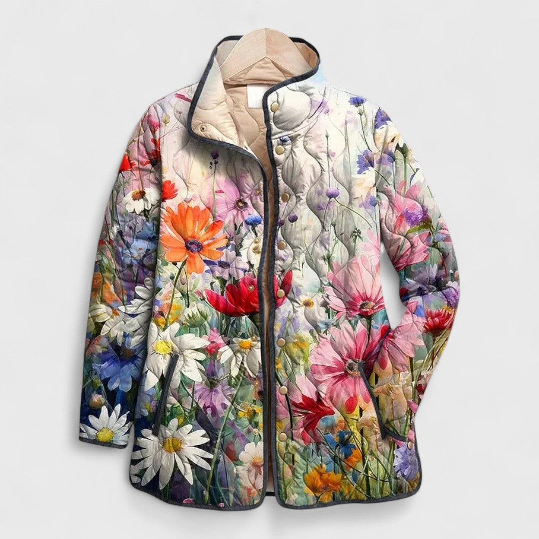 Tina | Stylische Gequiltete Damenjacke mit Blumenprint