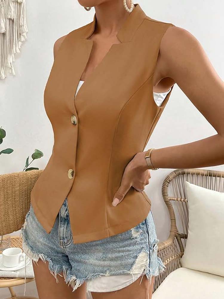 Unifarbenes ärmelloses Tanktop Blazer