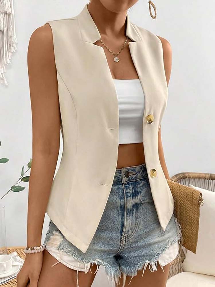 Unifarbenes ärmelloses Tanktop Blazer