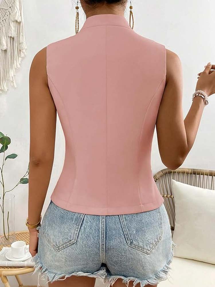 Unifarbenes ärmelloses Tanktop Blazer