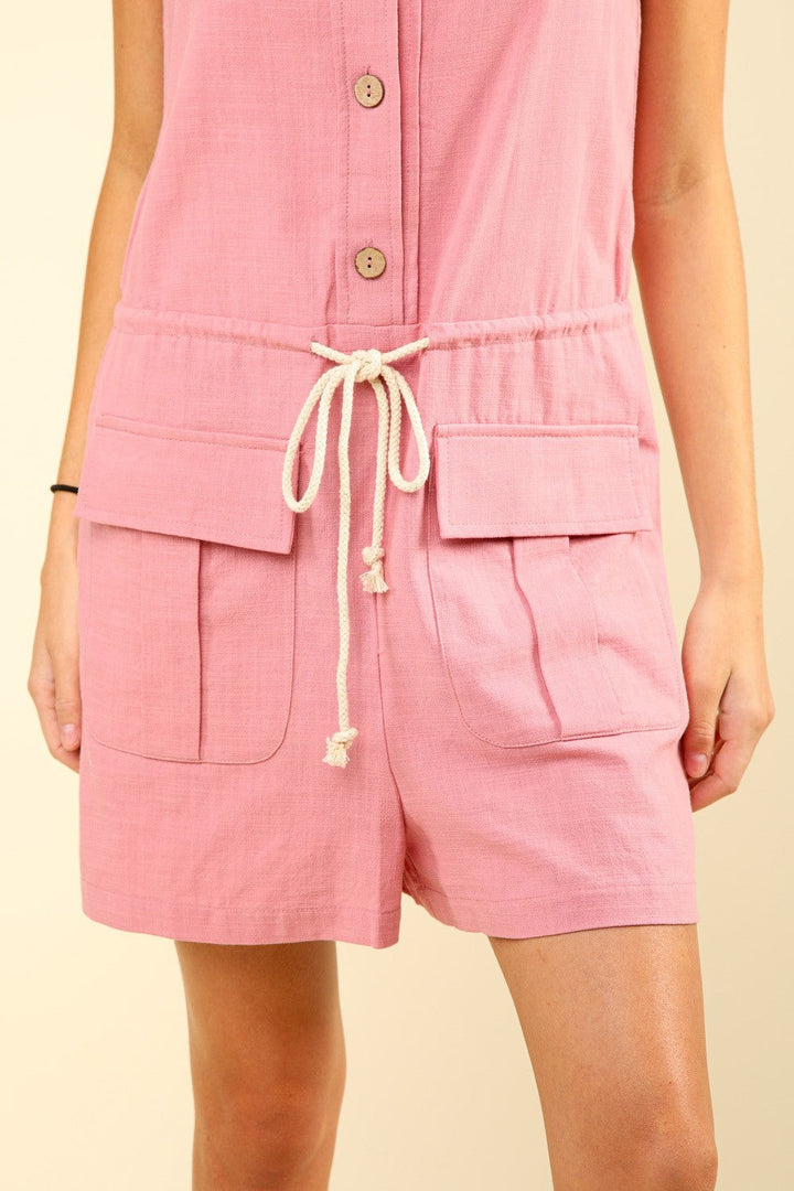 Blush-Strampler mit Knopfleiste und Kordelzug