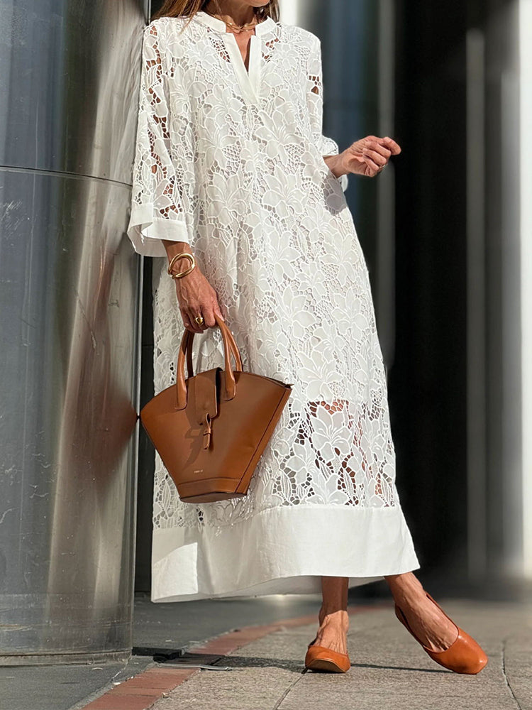 Hattie | Elegantes Maxikleid aus floraler Spitze