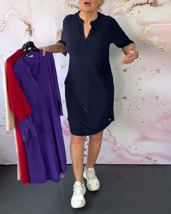 Klara | Schlichtes Kleid mit V-Ausschnitt und Charme
