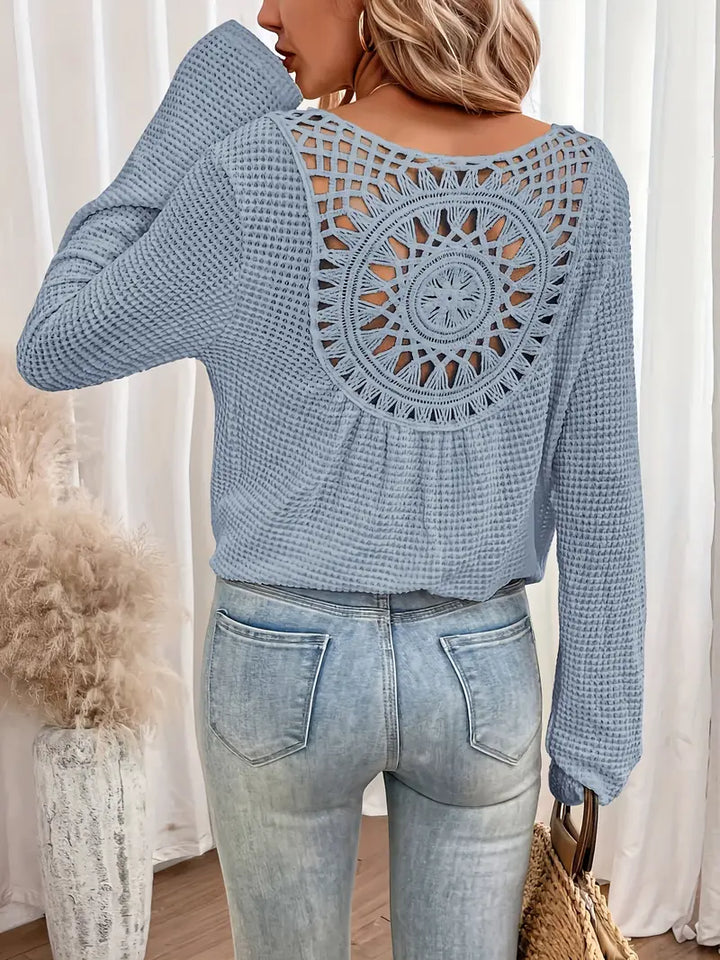 Sacha | Elegantes Waffel-V-Ausschnitt-Shirt für schicke Alltagslooks