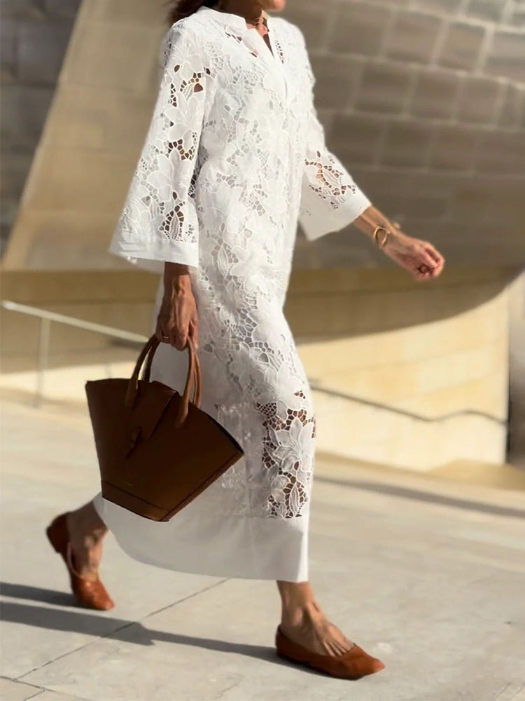 Hattie | Elegantes Maxikleid aus floraler Spitze