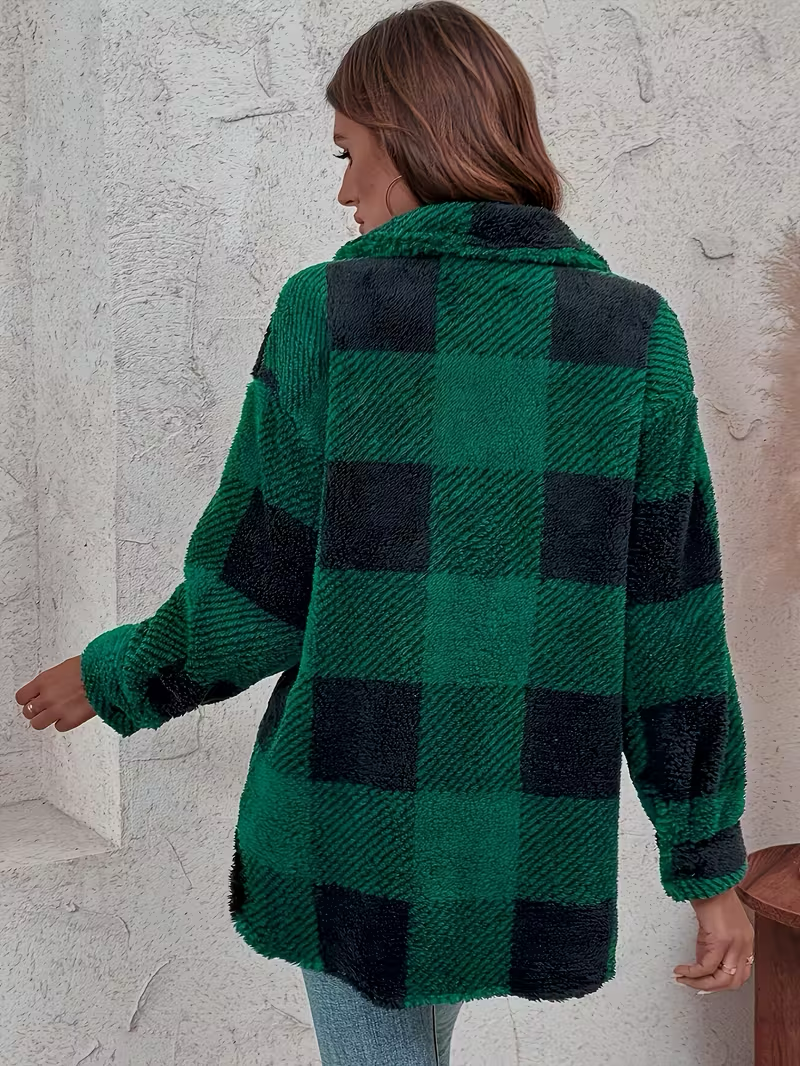 Nora | Kuschelige Karo Fleecejacke für Damen