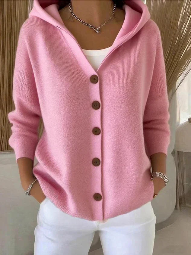 Amira | Trendige Strickjacke mit Kapuze im modernen Look