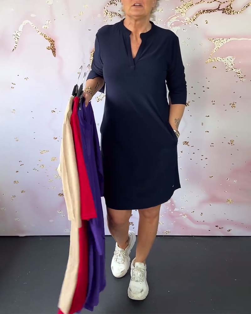 Klara | Schlichtes Kleid mit V-Ausschnitt und Charme
