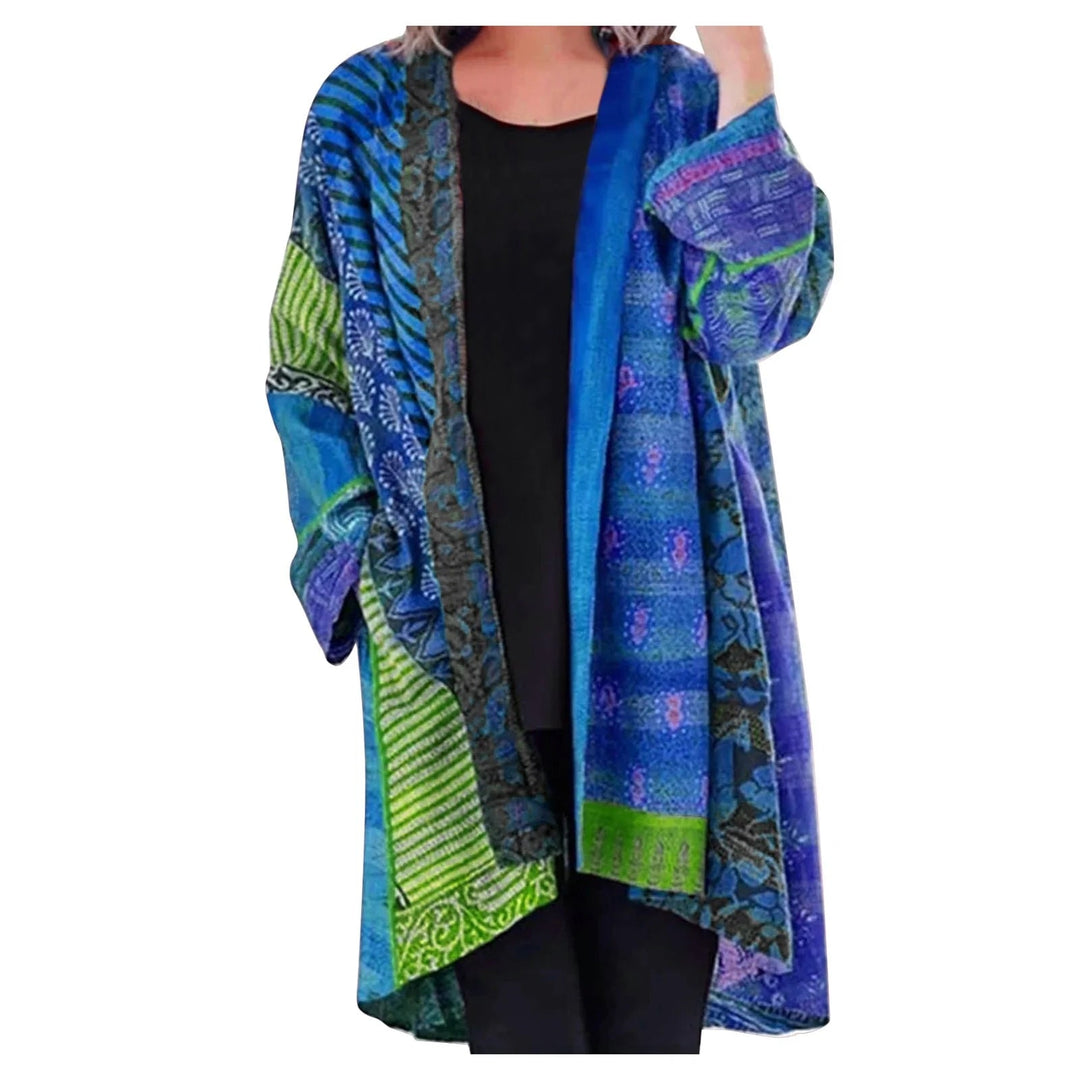 Anni | Lange Boho-Strickjacke mit Mustern