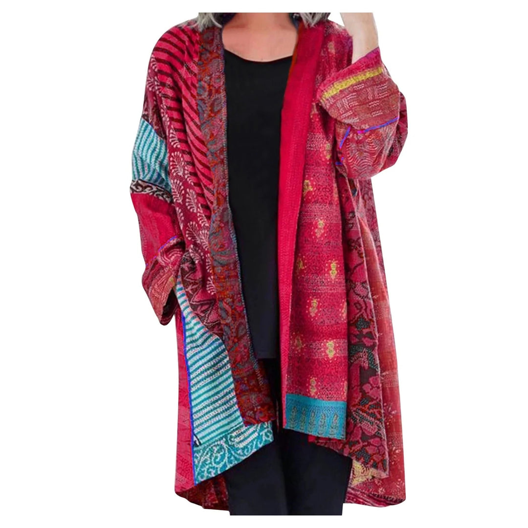 Anni | Lange Boho-Strickjacke mit Mustern