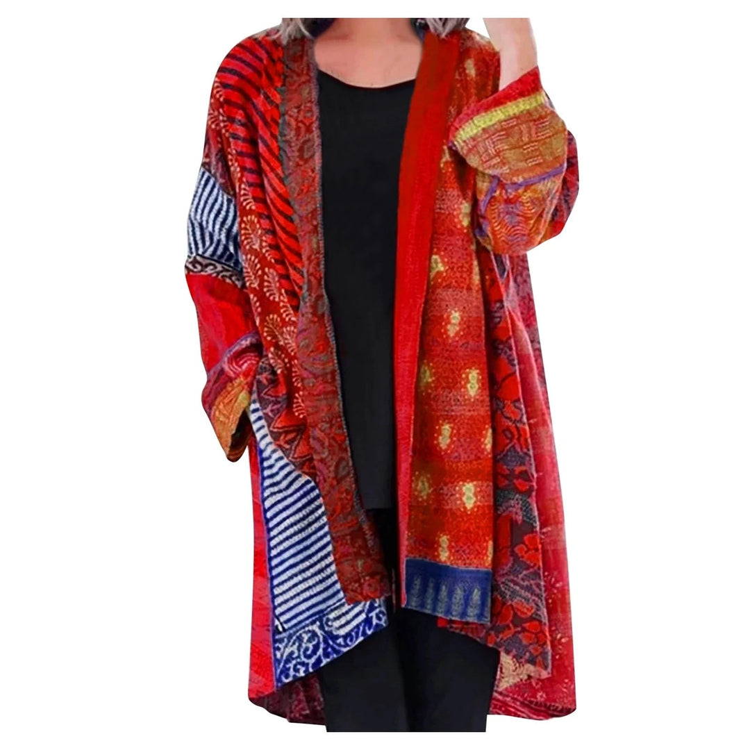 Anni | Lange Boho-Strickjacke mit Mustern