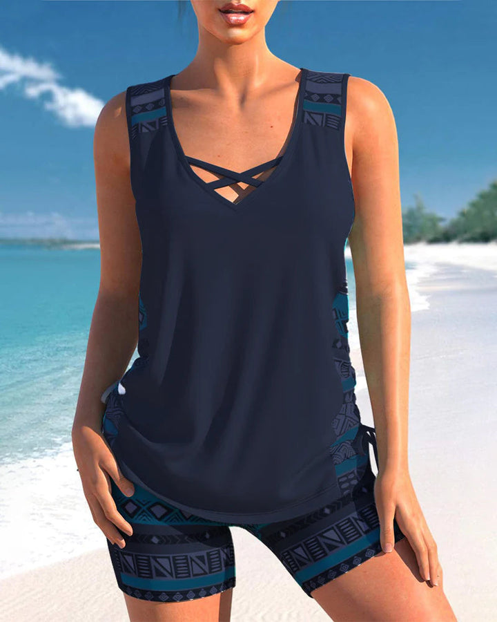 Mia | Tankinis mit geometrischem Druck und V-Ausschnitt