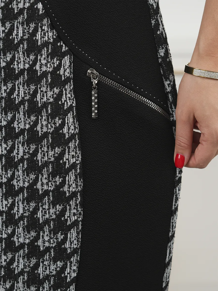 Paula | Elegantes Midi-Kleid Damen mit Musterlook