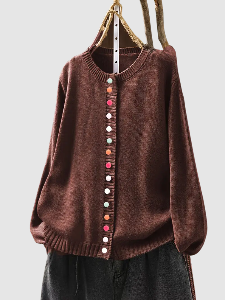 Mathilde | Strickjacke mit feinen farbigen Knopfdetails