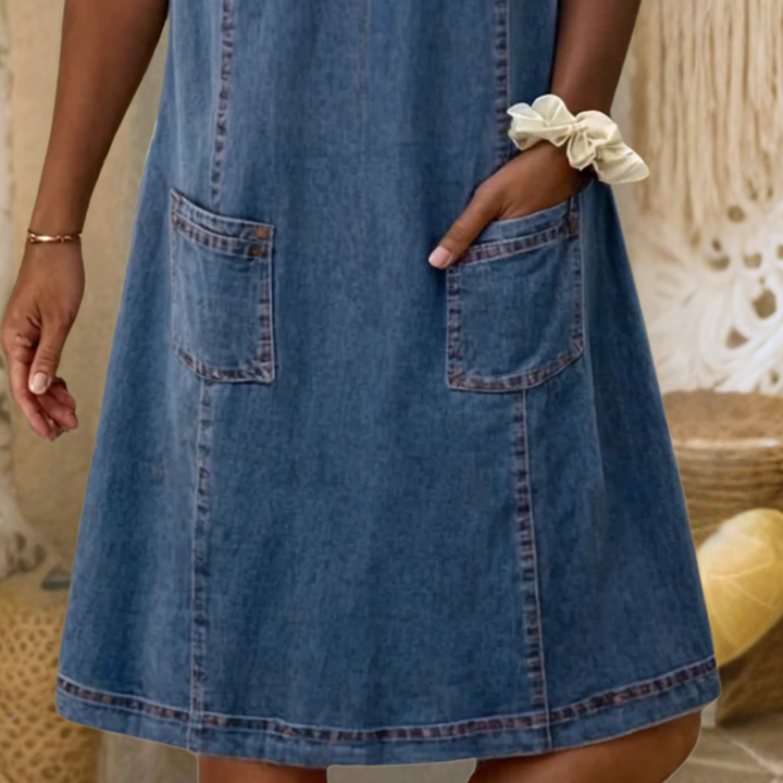 Theresa | Edles Denimblaues Kleid im eleganten Look