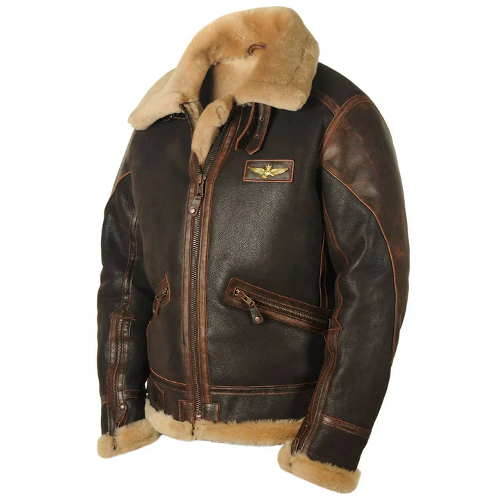 Carl Lederjacke mit Vintage-Look und Reißverschluss