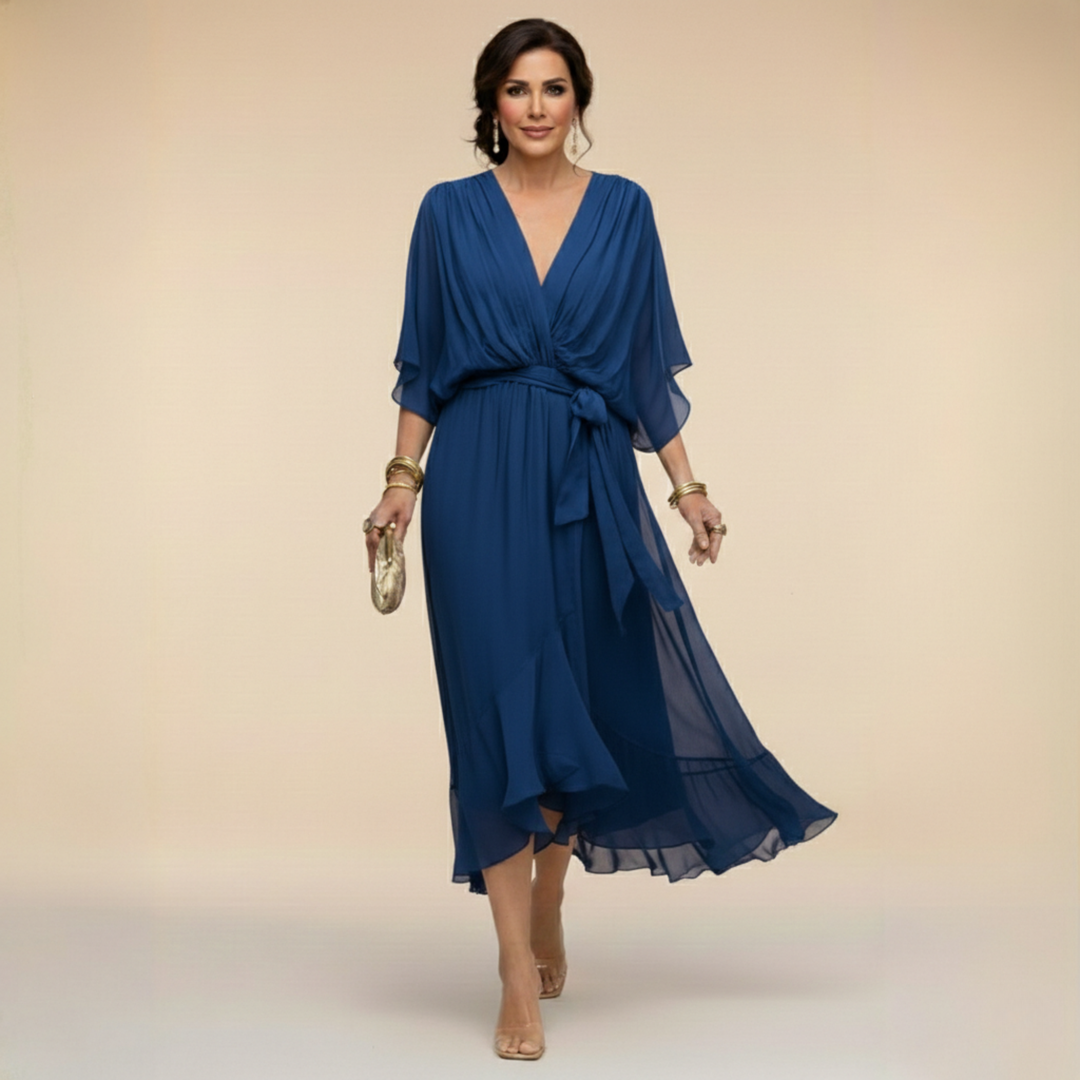Lena | Chiffonkleid mit V-Ausschnitt für Damen