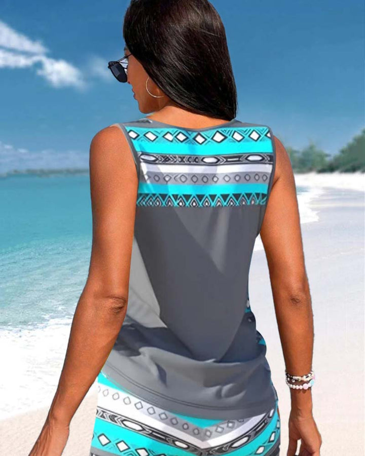 Mia | Tankinis mit geometrischem Druck und V-Ausschnitt