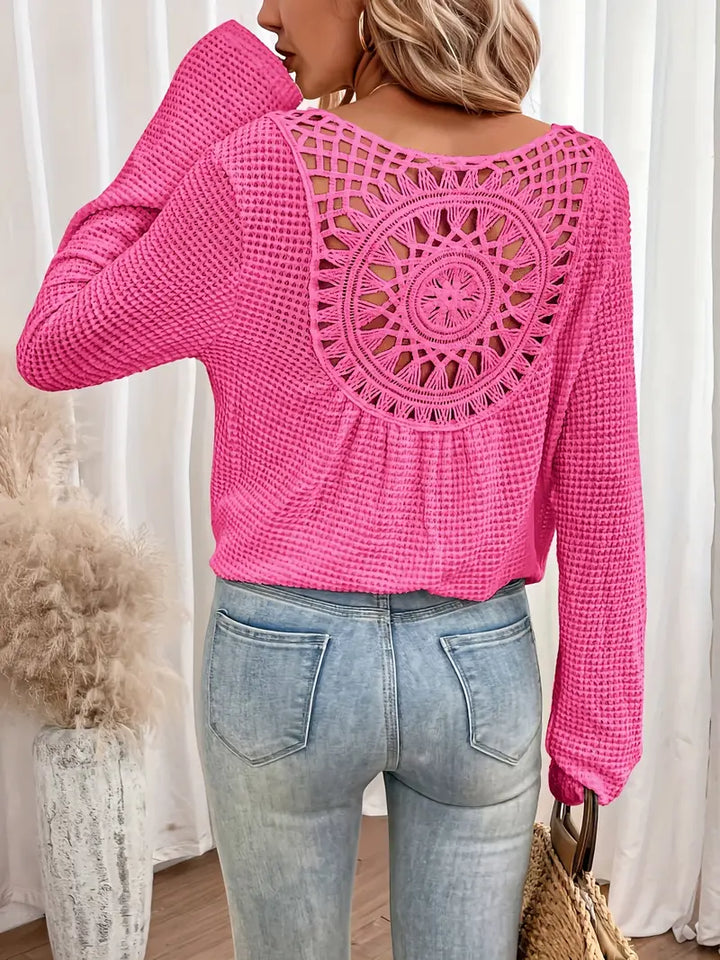 Sacha | Elegantes Waffel-V-Ausschnitt-Shirt für schicke Alltagslooks