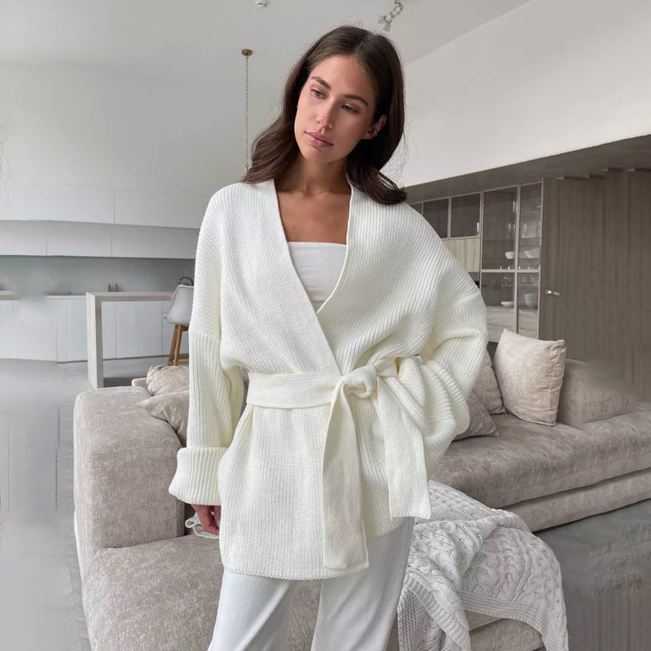 Tyylika | Grobstrick-Strickjacke mit Gürtel