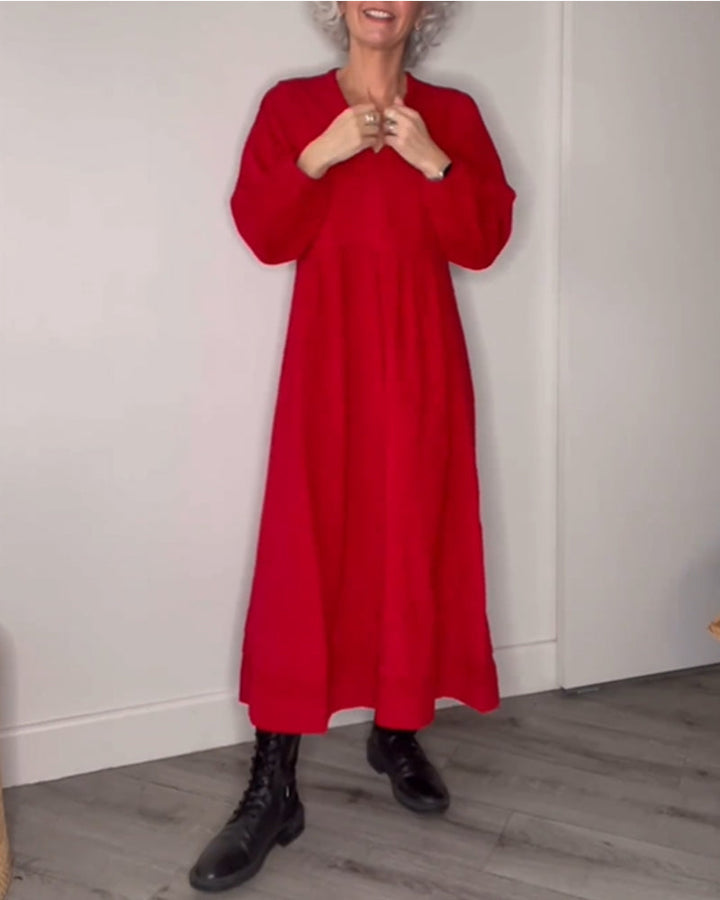 Tina | Langes Kleid mit eleganten Taschen für Damen