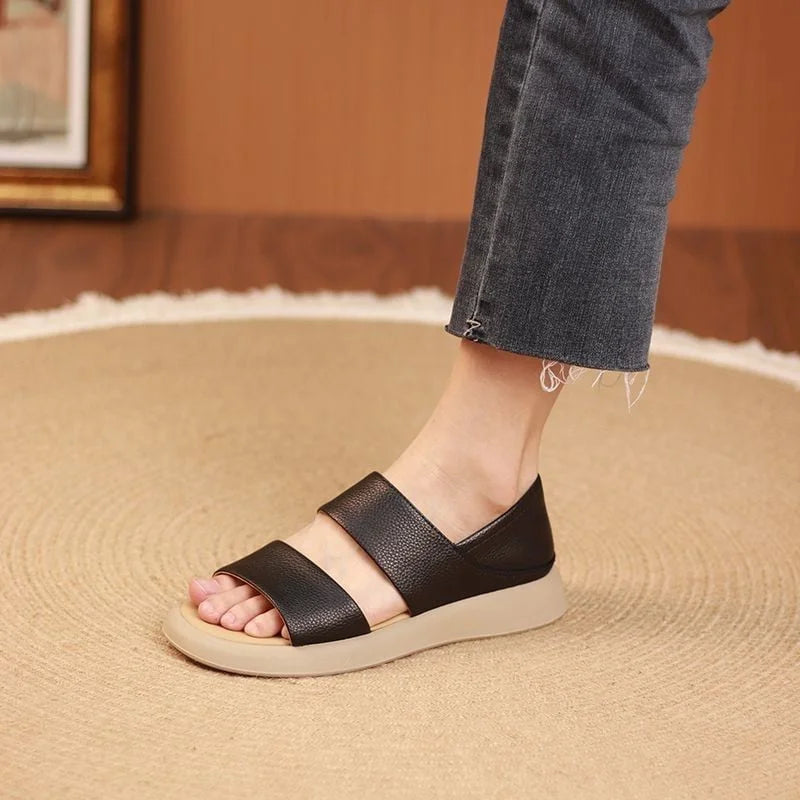 Neue stilvolle Damen-Sandalen aus echtem Leder mit dicker Sohle (Letzter Tag 50% Rabatt!)