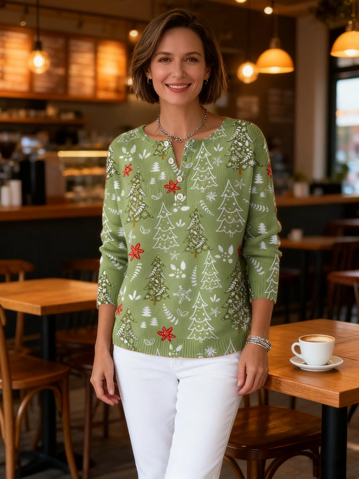 Mara | Festlicher Damenpullover Mit Schönen Knöpfen