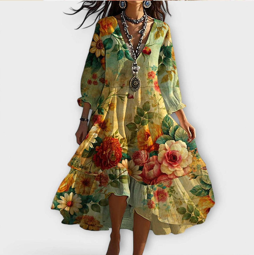 Nora | Anmutiges Vintage Kleid mit Blumenmuster