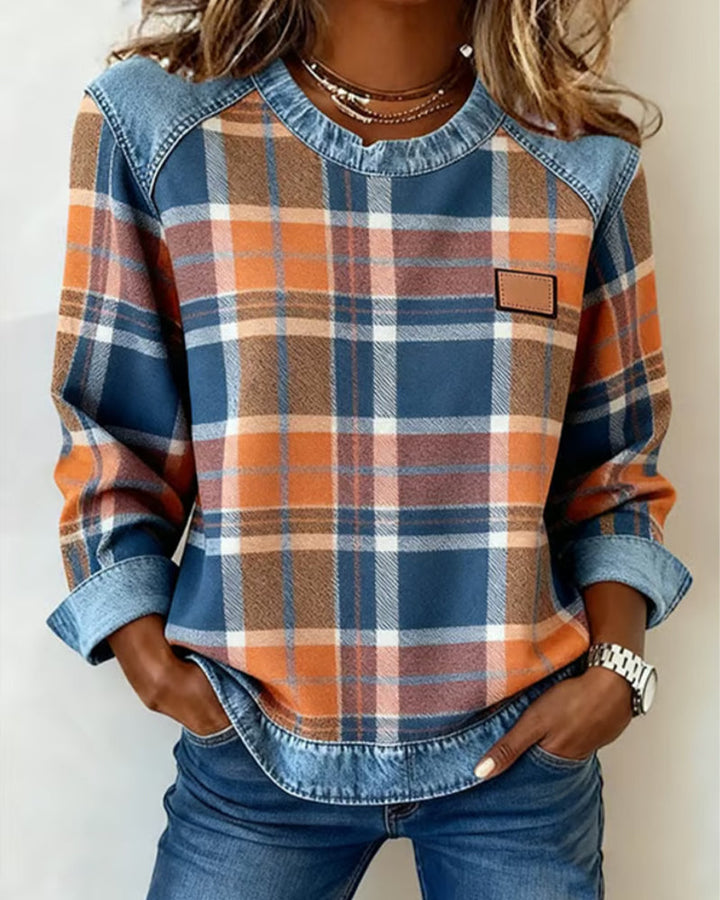 Sophie | Lässiger Strickpullover Damen Patchwork Stil