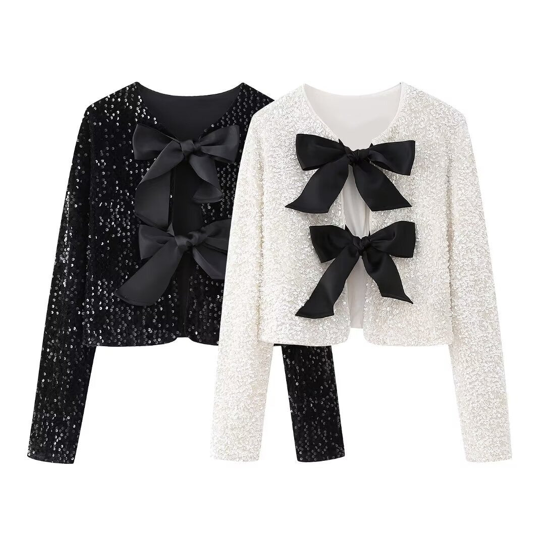 Anna | Cardigan mit Schleifen- und Pailletten-Details