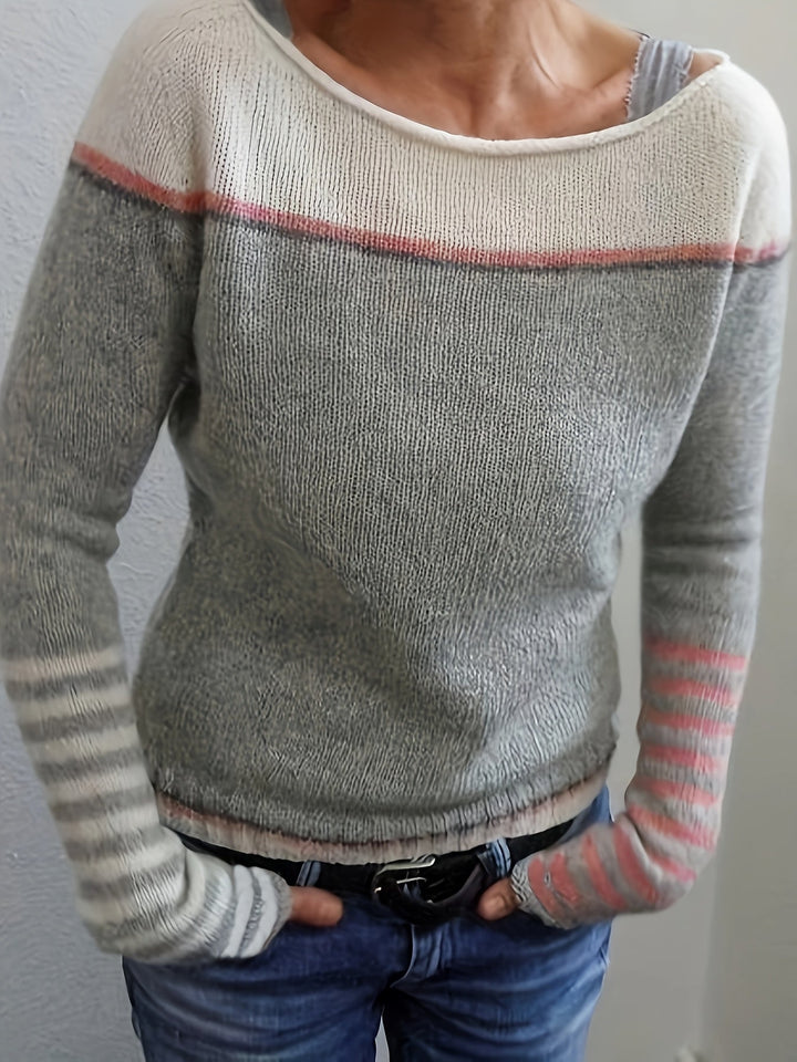 Greta | Eleganter Damen Pullover breit und gestreift