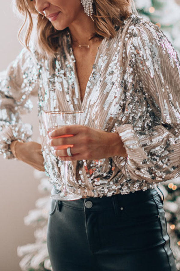Abend-Top mit glitzernden Pailletten für besondere Anlässe