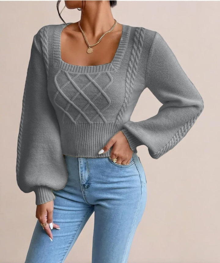 Fjara | Damenpullover mit quadratischem Halsausschnitt