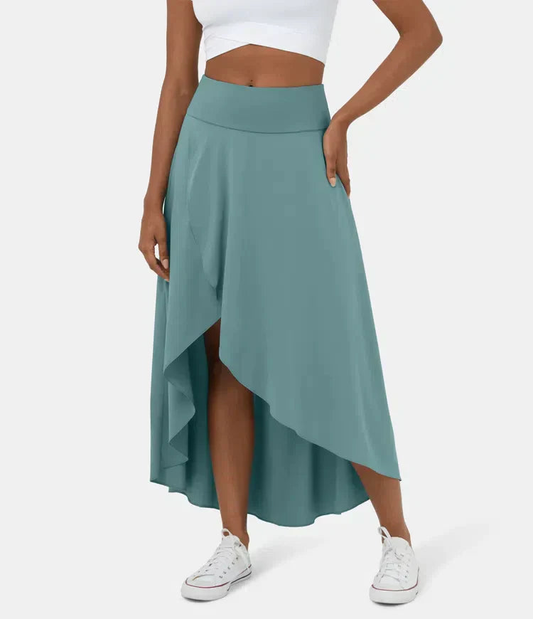 2-in-1 Midirock mit Rüsche und hoher Taille