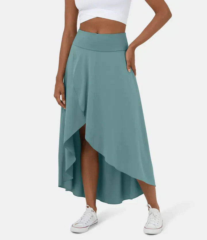 2-in-1 Midirock mit Rüsche und hoher Taille