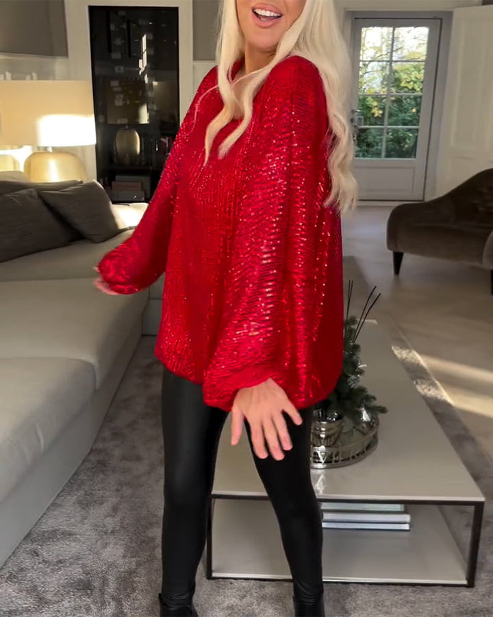 Emma | Stilvolles Damen Top mit Rundhals & Pailletten