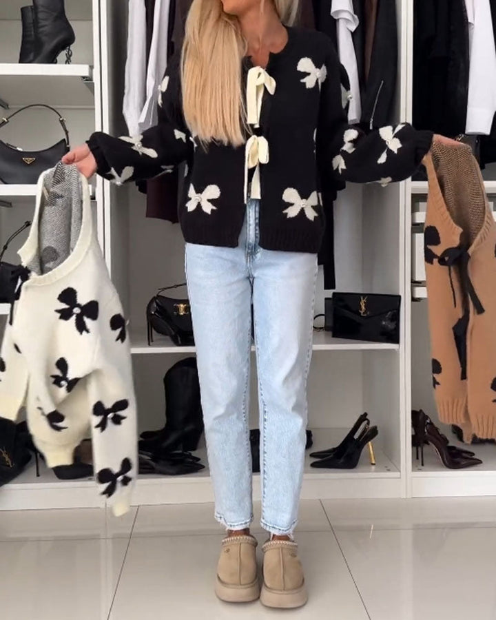 Luisa | Flauschige Strickjacke mit Schleifendetail