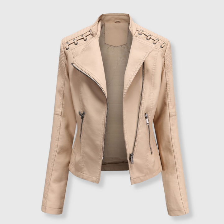 Clara | Stylische kurze Biker-Lederjacke für Damen