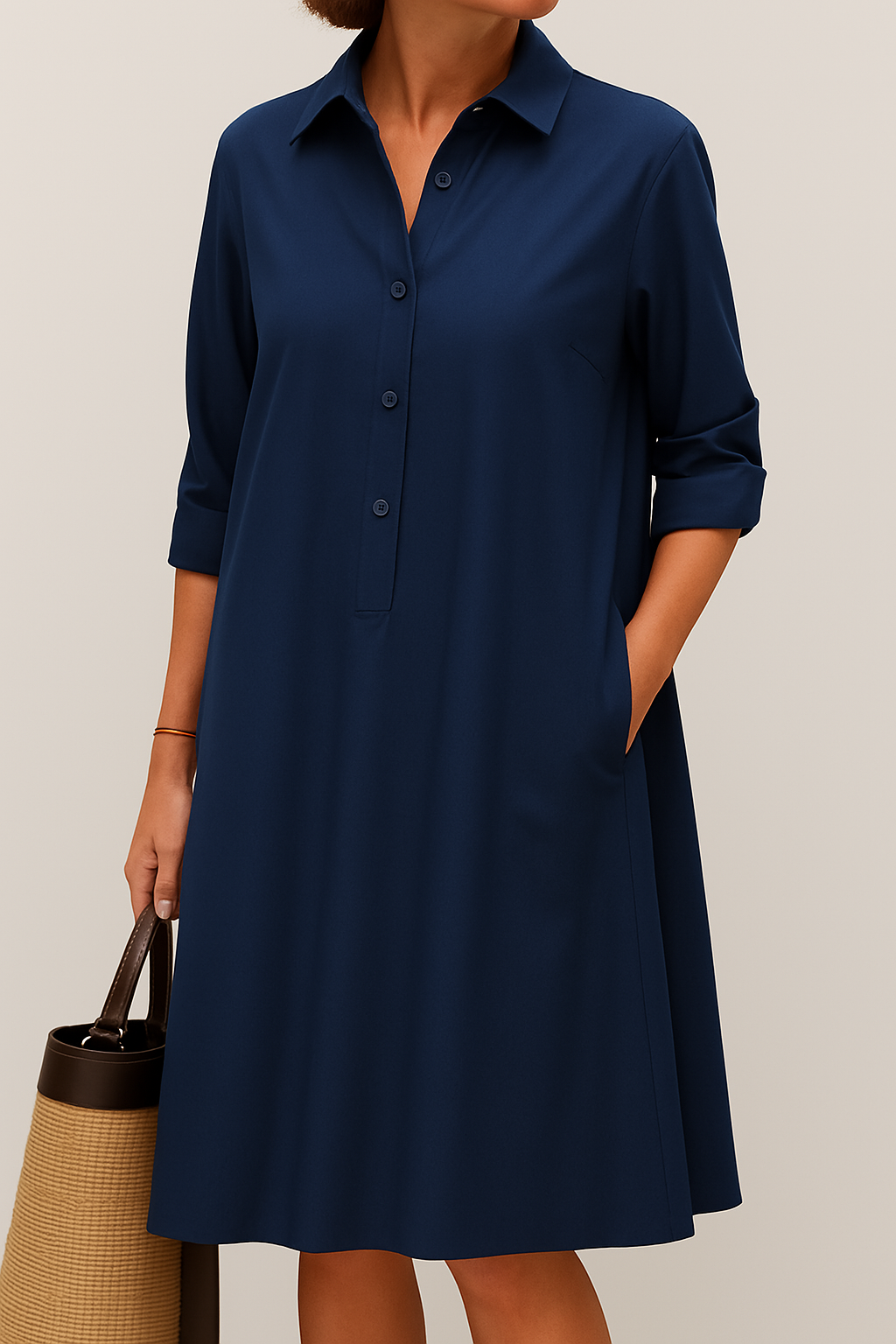Barbara | Knopfkleid Hochwertiger Stoff