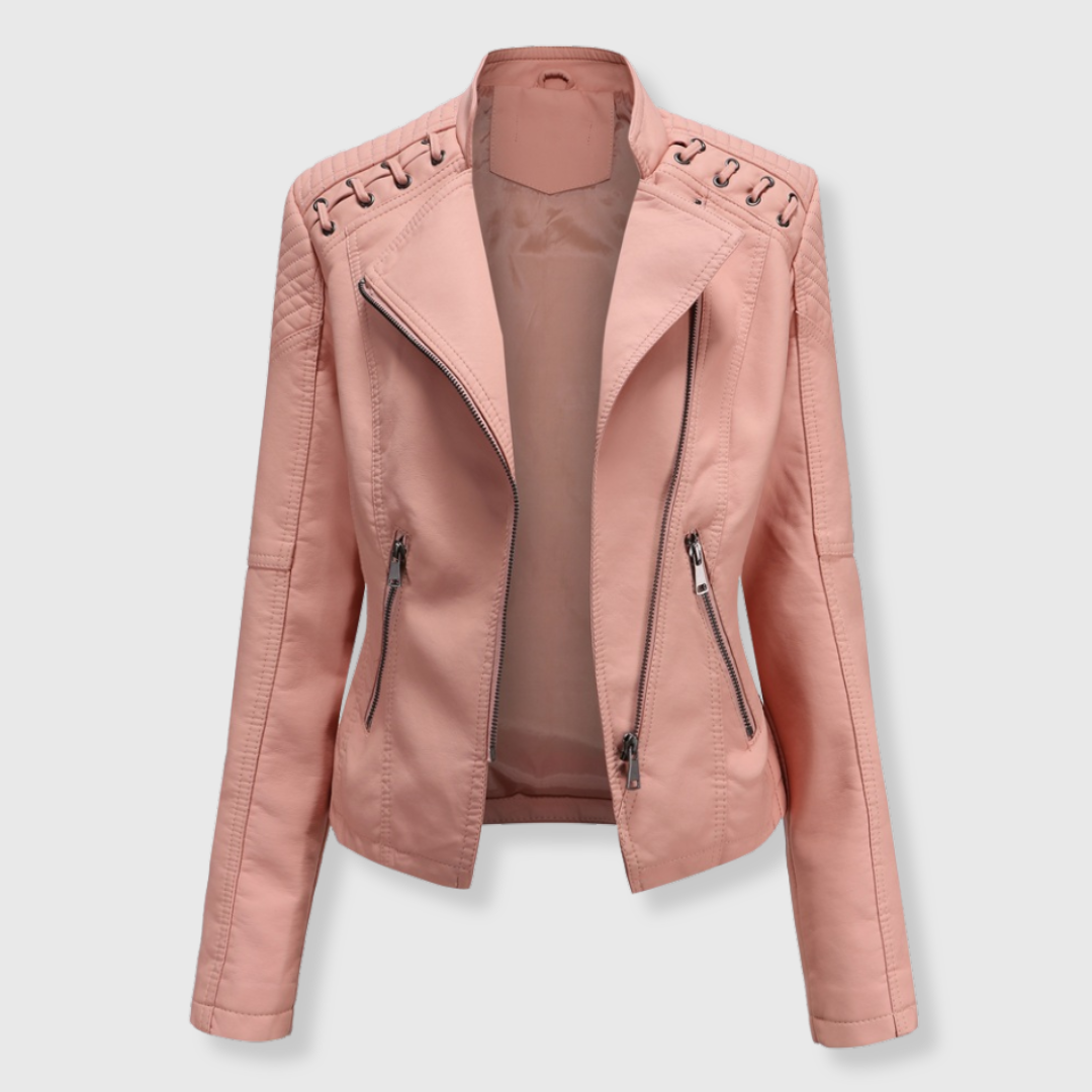 Clara | Stylische kurze Biker-Lederjacke für Damen